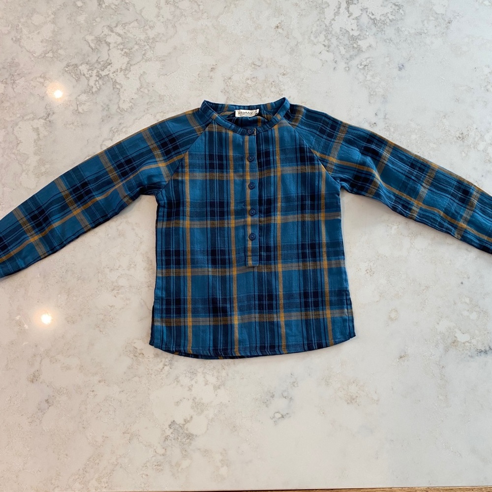 MarMar Copenhagen blue plaid top